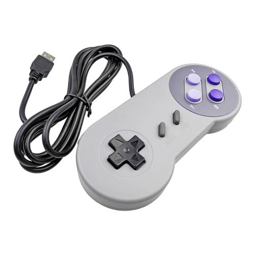 USB Controller with Purple Function Button for SNES Deep Gray