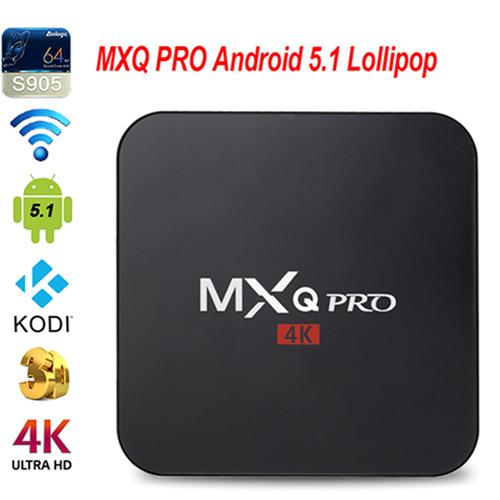 MXQ Pro Amlogic S905 4K Ultimate HD KODI Android 5.1 Lollipop TV Box Quad Core 2.0GHz H.265 Hardware Decoding WIFI Miracast DLNA - Black