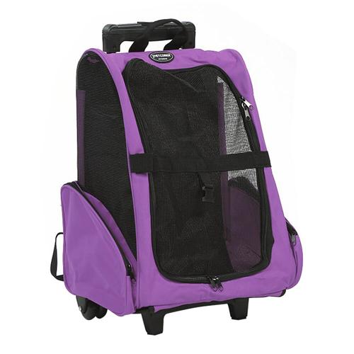 

Pet Rolling Luggage Carrier Bag Backpack for Dogs / Cats - Purple