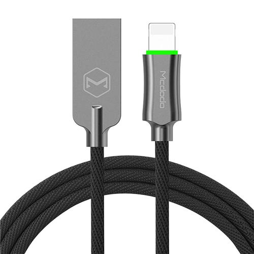 

MCDODO CA-3901 Nylon Alloy Intelligent Power Off 1.2m 8 Pin Data Transfer LED Notification Charging Cable For Phone7 Plus/ 7/ 6 Plus/ 6S /6 - Black
