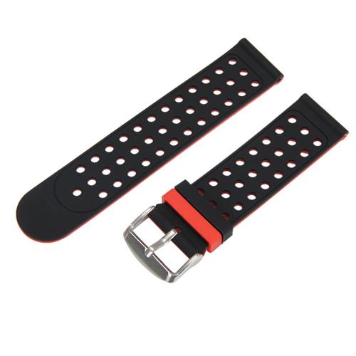

Universal 22mm Replacement Silicon Watch Bracelet Strap Band with Hole For Xiaomi Huami Amazfit Makibes EX18 GV01 GV02 GV68 - Black Red