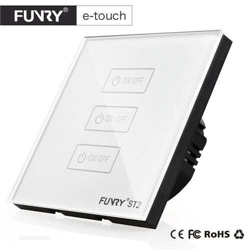 FUNRY 3R Touch Switch Wireless Panel Remote Control Light Controller -White/EU Plug
