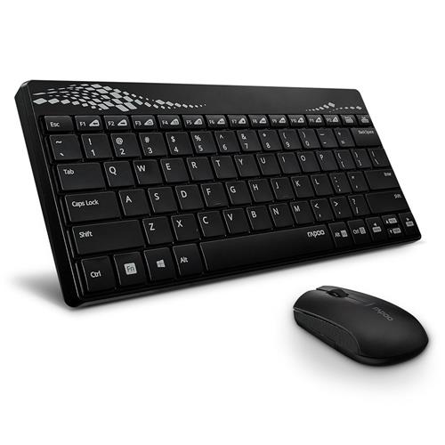 

Rapoo 8000 Wireless Keyboard & Mouse Set 2.4G Compact 1 Year Standby for Computer Android Smart TV - Black