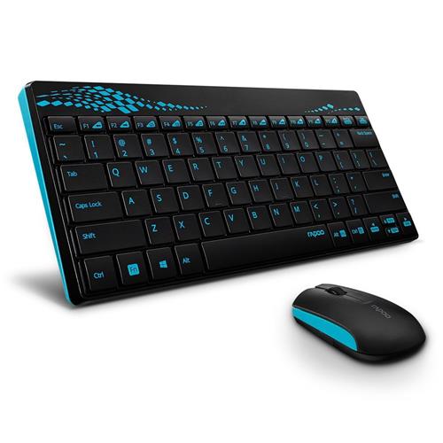

Rapoo 8000 Wireless Keyboard & Mouse Set 2.4G Compact 1 Year Standby for Computer Android Smart TV - Blue