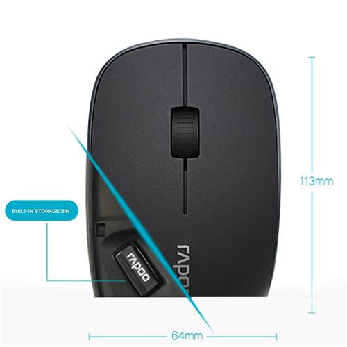 Rapoo 3600 2.4GHz 1000DPI Wireless Mouse - Black