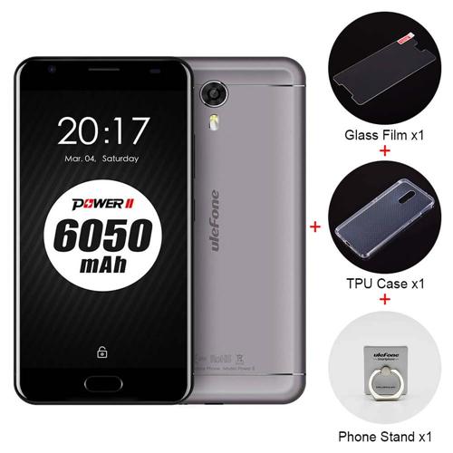 Ulefone Power 2 5.5 Inch FHD Screen 4GB RAM 64GB ROM 13MP Cam MT6750T Octa Core 4G LTE Android 7.0 Smartphone Touch ID 6050mah Big Battery VoLTE US Version - Gray