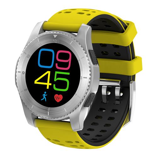 

No.1 GS8 Smartwatch Phone MTK2502 Bluetooth 4.0 SIM Card Call Message Reminder Heart Rate Monitor Compatible with Android iOS - Silver + Yellow
