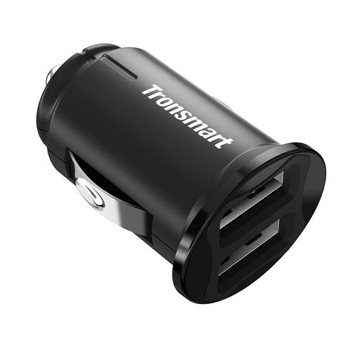

Tronsmart C24 Dual USB Ports Car Charger Smart Mini Car Charger with VoltiQ for iPhone iPad Samsung & More - Black