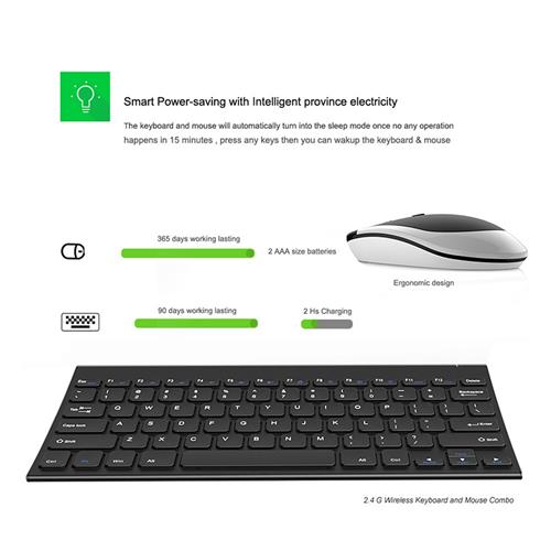 B.O.W HW086 2.4G Wireless Keyboard Black