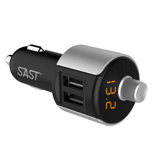 

SAST T56 Dual USB Ports Wireless Bluetooth Car Charger MP3 Player FM Transmitter Handsfree Calling with Voltage Diagnostic - Black+Silver