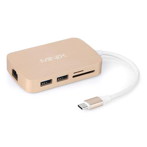 

MINIX NEO C Type-C Multiport Adapter with HDMI Output/ Gigabit Ethernet/ USB3.0*2/ TF & SD Card Slot (Compatible-with-Apple MacBook) - Gold