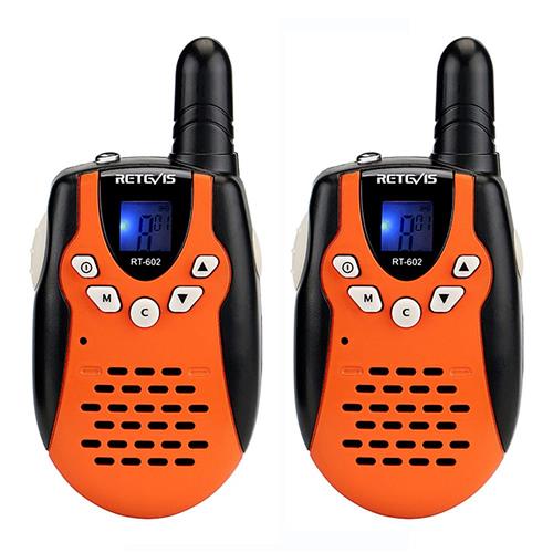 

2PCS Retevis RT602 Children Walkie Talkie 0.5W PMR 8/22CH PTT Flashlight Rechargeable Battery Mini Two-way Radio -Blakc+Orange