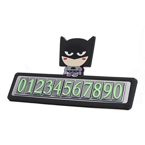 

Car Dashboard Parking Card Cute Cartoon 3D Creative Luminous Parking Phone Card With Number Sheet Batman L - Black