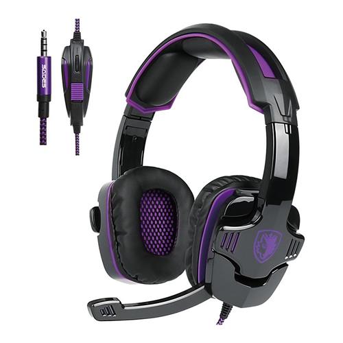 

Sades SA-930 Gaming Headphones with Mic Noise Cancelling Volume Control - Black + Purple