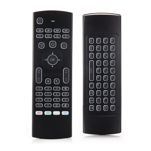 MX3 2.4G Podświetlenie 6-Axis Żyroskopowa mysz bezprzewodowa Motion-Sensing Wireless Keyboard do TV Box / Projector / HTPC / All-in-one PC / TV - Black