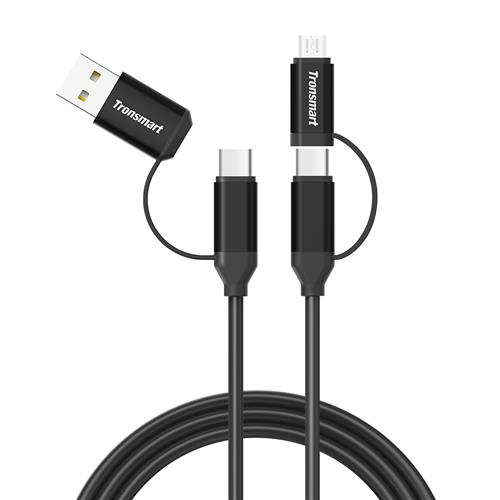 Tronsmart C4N1 4-in-1 Type-C Cable Built-in Micro USB &amp; USB 2.0 Adaptors for Samsung Galaxy Google Pixel/Pixel XL and Other USB Type-C Compatible Devices