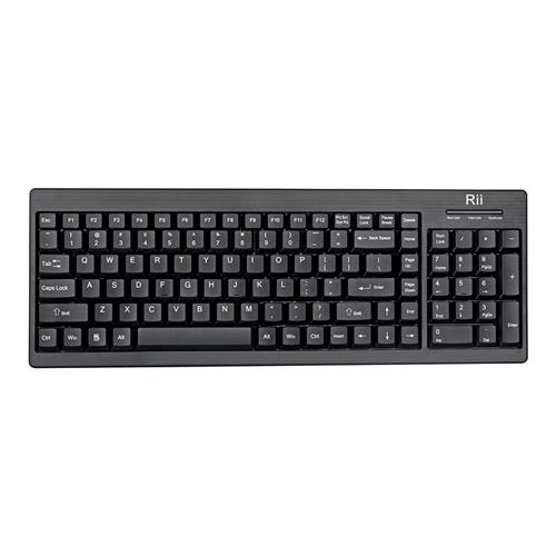Rii RK901 Wireless Keyboard 2.4G Ultra-thin Compact With Nano Receiver For Smart TV Laptop PC 104 Keys - Black