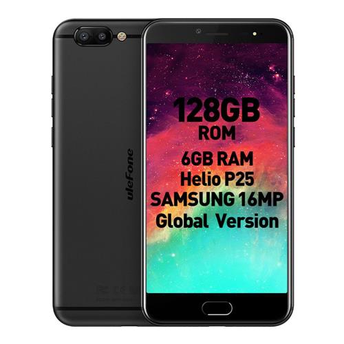 Ulefone T1 Premium Edition 5.5 Inch Smartphone Helio P25 Octa Core 2.6Ghz 6GB 128GB 16.0MP Dual Rear Cam Android 7.0 Type-C Fast Charge Global Version - Black