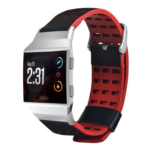

Dual Color Business Style Replacement Smart Watch Band for Fitbit Ionic - Black+Red