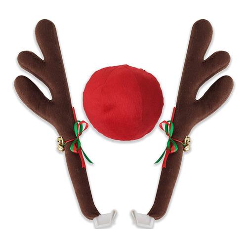 

Faddish Christmas Antlers And Nose For Car Decoration Car Adornment - Brown + Red