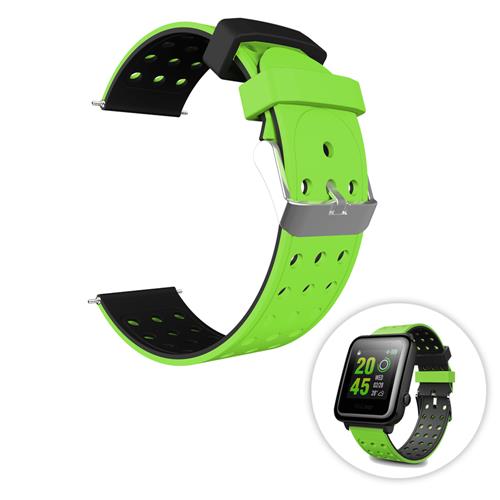 

Universal Replacement Silicon Watch Bracelet Strap Band 20mm Two-tone Round Hole for Xiaomi Huami Amazfit Bip Ticwatch 2 Weloop Hey 3S - Green+Black