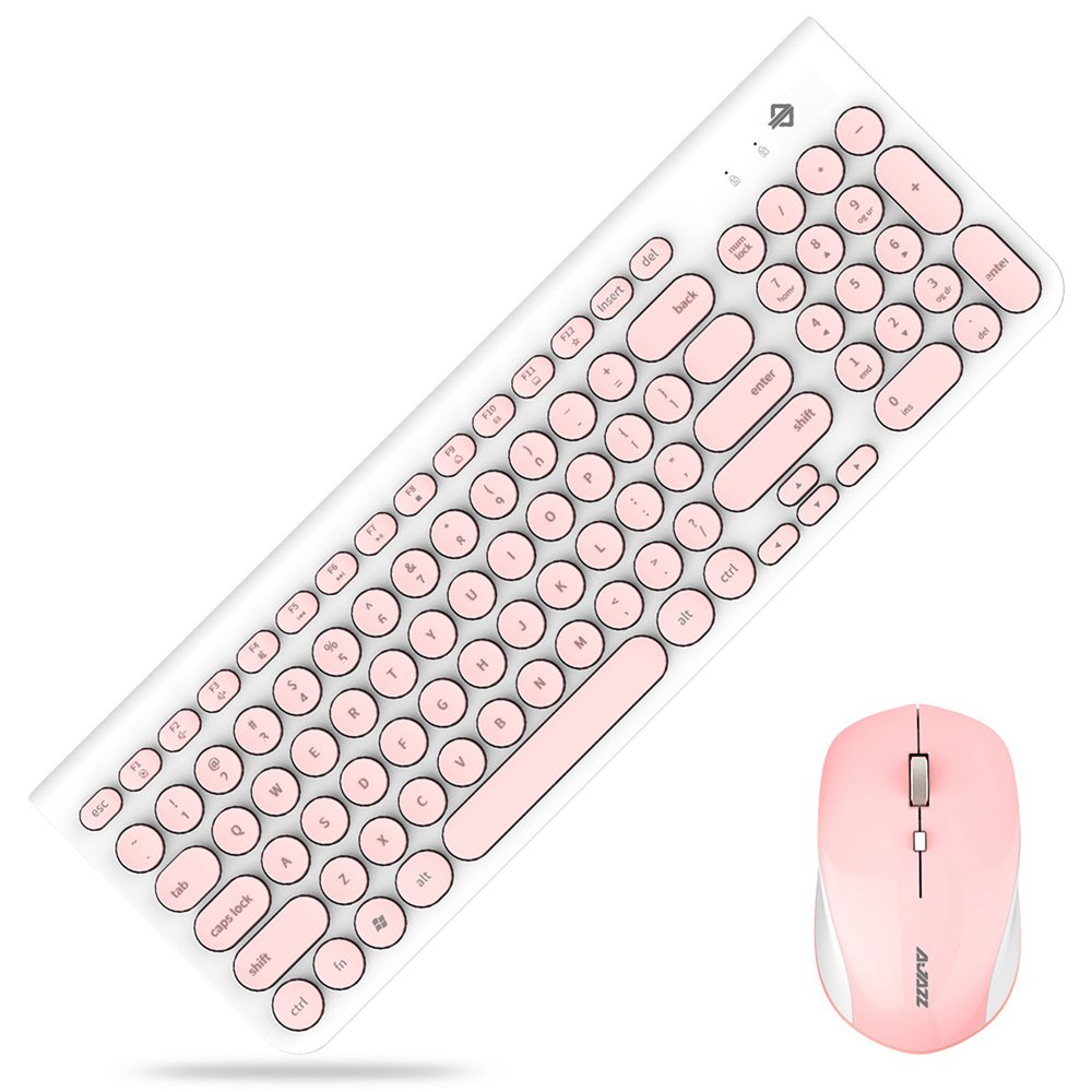 

Ajazz 325I 2.4G Wireless Keyboard Wireless Mouse Kit Membrane Round Keycap Keyboard - Pink
