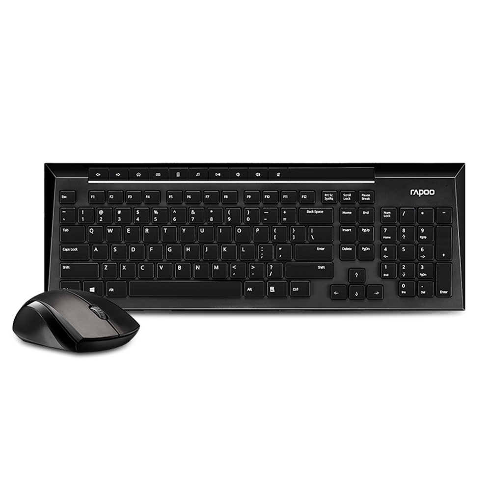 

Rapoo 8300P 2.4G Wireless Optical Keyboard Wireless Mouse Kit Anti-splash 1000 DPI - Black