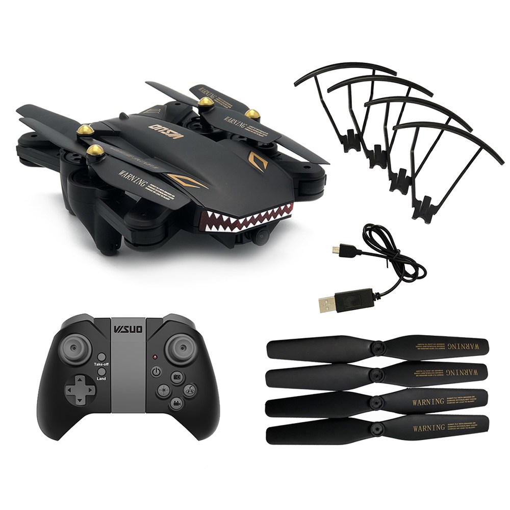 

VISUO XS809S BATTLES SHARKS 720P WIFI FPV Foldable with HD Wide Angle Camera RC Quadcopter RTF Black - Two Batteries