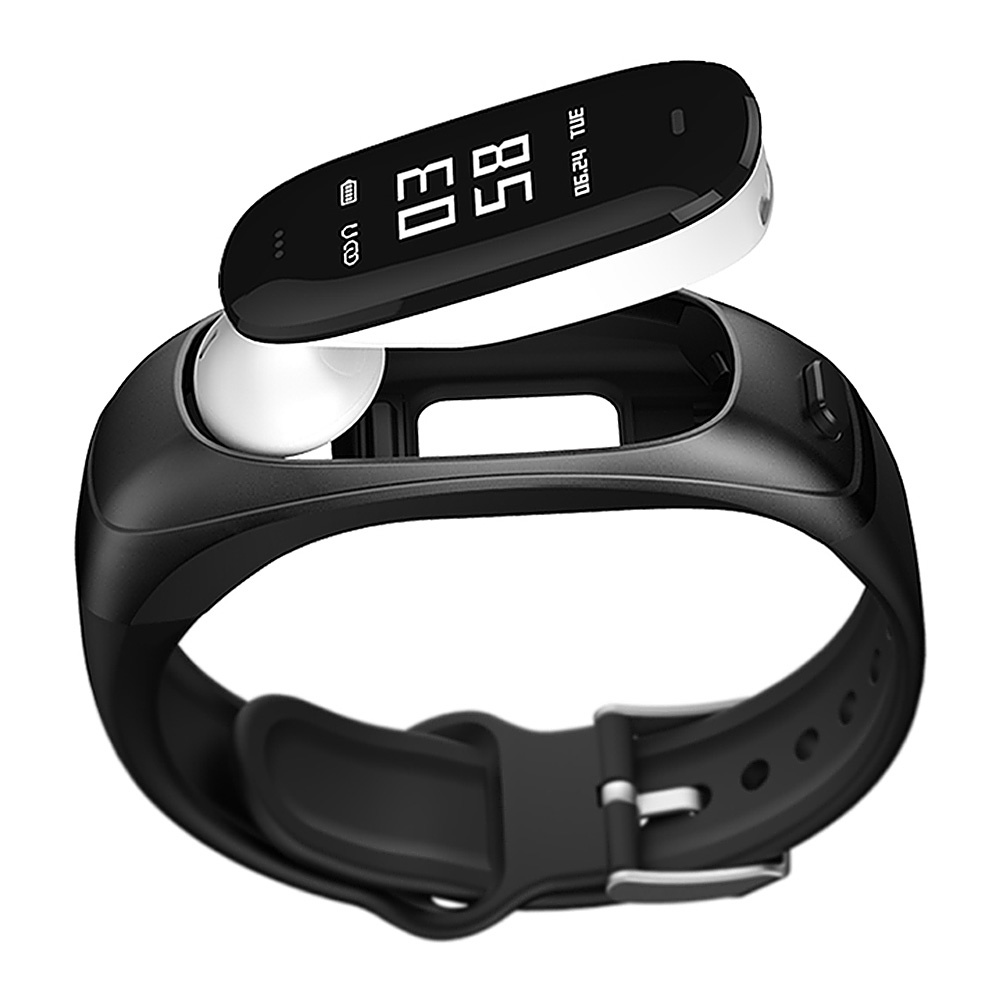 V08 Smart Bracelet Bluetooth Earphone Black