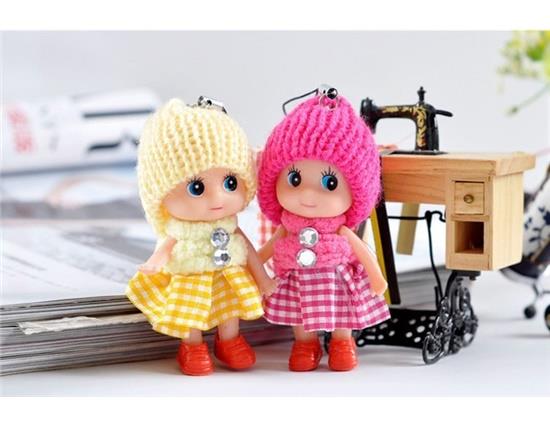 Cute Kids Toys Soft Interactive Baby Dolls Toy Key Chain Mini Doll Key Chain For Key or Mobile Phone - Random Delivery