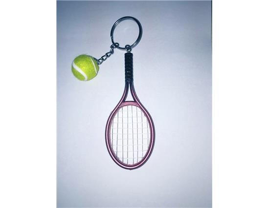 Tennis Racket Key Chain Red