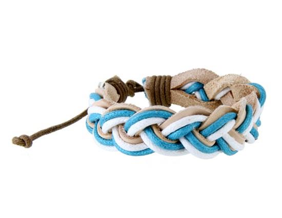 Adjustable Leather Bracelet Blue