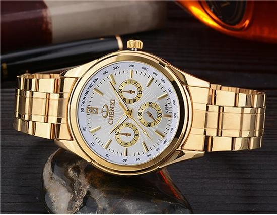 CHENXI 018A Sub-dials Wristwatch Gold White