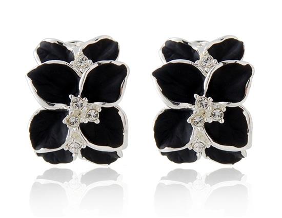 

Rigant 18K RGP Black Flower Earrings - Black