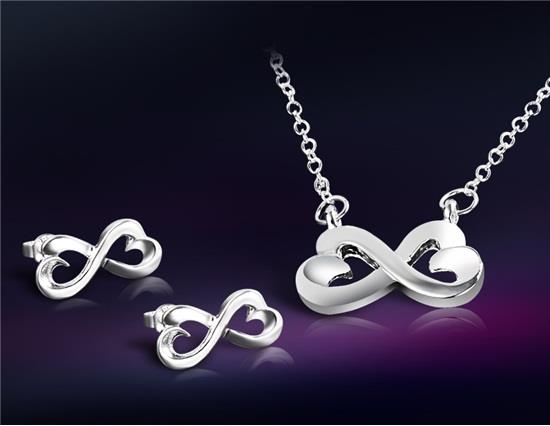 925 Sterling Silver Plated Necklace and Earrings Set