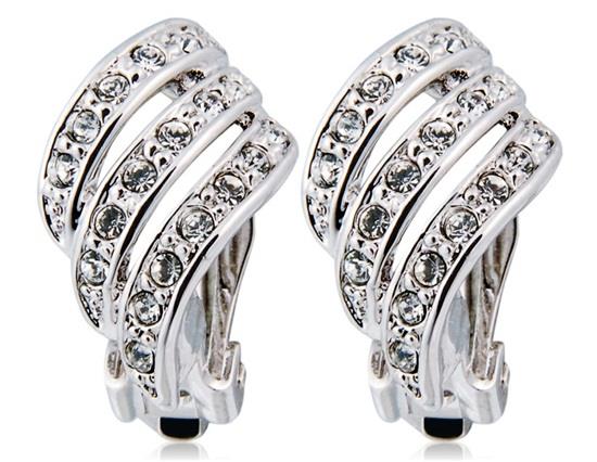 Rigant 18K RGP Alloy Crystal Decoration Clip-on Earrings - White Gold