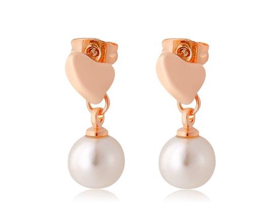 Alloy Heart Earring with Pearl Gold