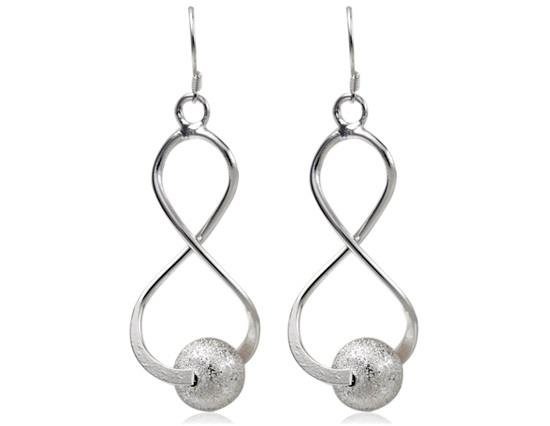 Silver Plated Cupronickel Alloy Infinity Ball Earrings - Silver