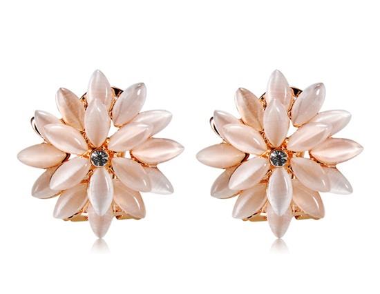 Crystal Rhinestone Decorated Earrings Pink
