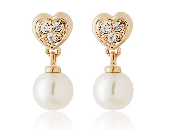

Rigant 18K RGP Alloy Shell Pearl Decorated Heart Earrings - Golden