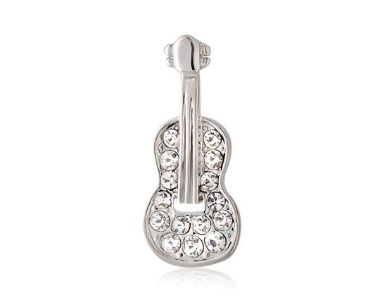 

DINGYA Stellux Austrian Crystal Decorated Guitar Shaped Collar Brooch - White