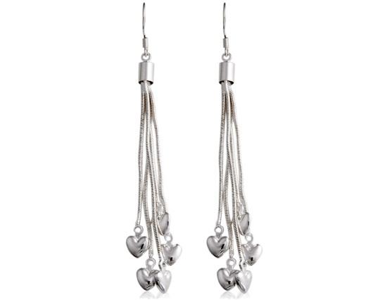 

HP3216S 925 Silver Plated Cupronickel Alloy Heart Drop Earrings (Silver
