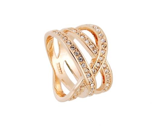 HPK83Y  ITALINA Exquisite 18K RGP Diamond Ring 8?#  Yellow