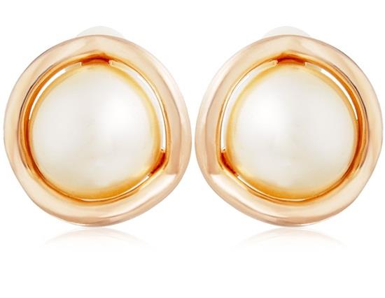 

RED APPLE 18K RGP Plated Alloy Imitation Pearl Decorated Clip-on Earrings - Gold