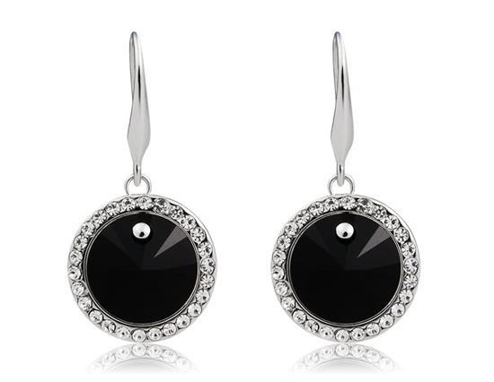 Neoglory Black Crystal Decoration Earrings - Black