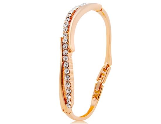 

Neoglory Crystal Decorated Wavy Stylish Bracelet - Gold