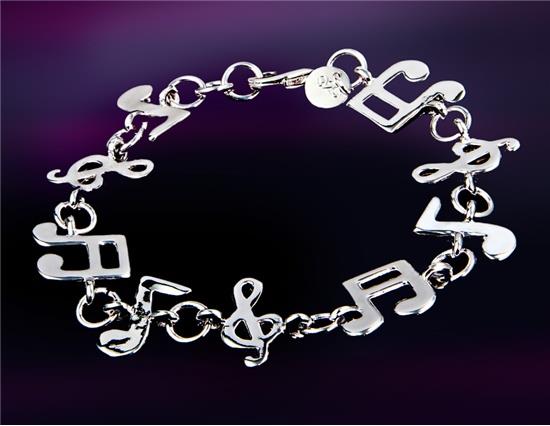 

Copper-nickel Alloy Music Note Decorated Bracelet M - Silver