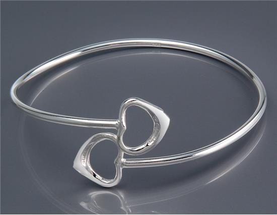 White Copper Alloy Dual-heart Design Bracelet
