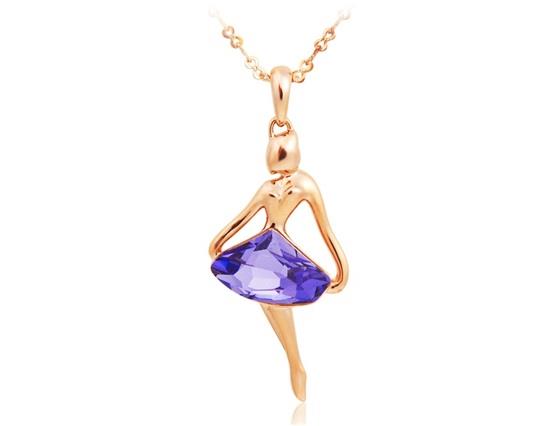 

Rigant 18K RGP Purple Cubic Zirconia Accented Dancing Girl Necklace - Gold