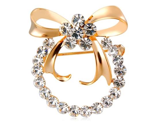 

18K RGP Alloy Crystal Decorated Brooch - White